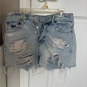 American Eagle Light Blue Distressed Jean Shorts